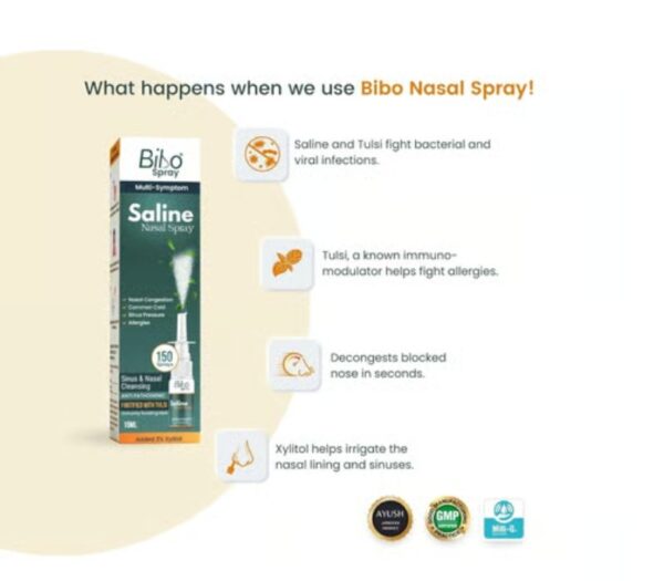 Bibo Multi Symptom Saline Nasal Spray with Tulsi - Image 3